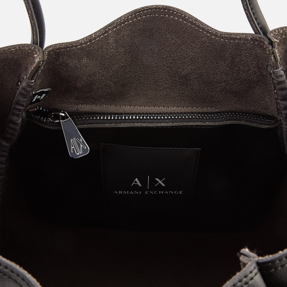 Armani Exchange Women's Medium Shopper Tote Bag with Logo Flap - Black