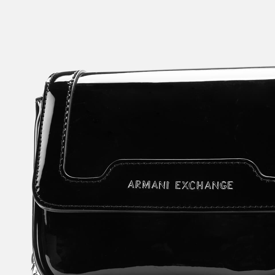 Armani Exchange Women's Patent Small Cross Body Bag - Black