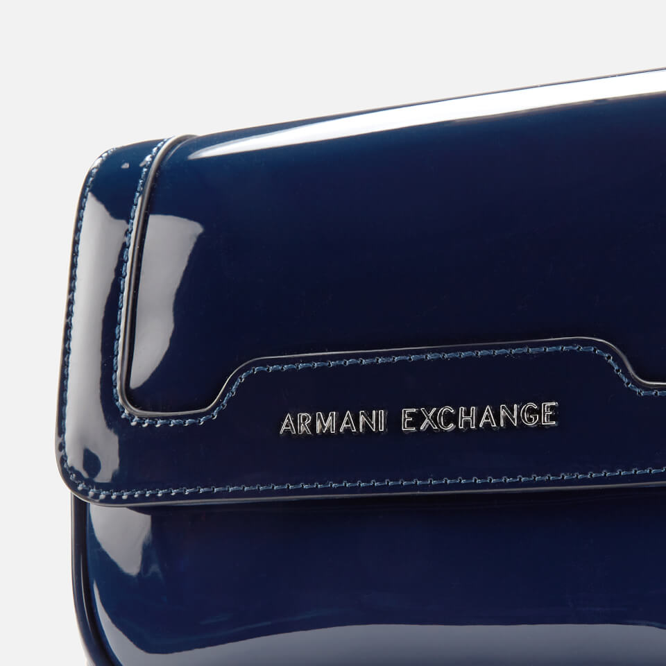 Armani Exchange Women's Patent Small Cross Body Bag - Navy