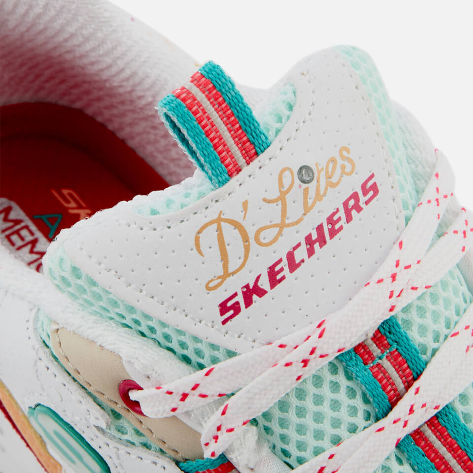 Skechers Women s D Lites Second Chance Trainers White Pink Green Allsole