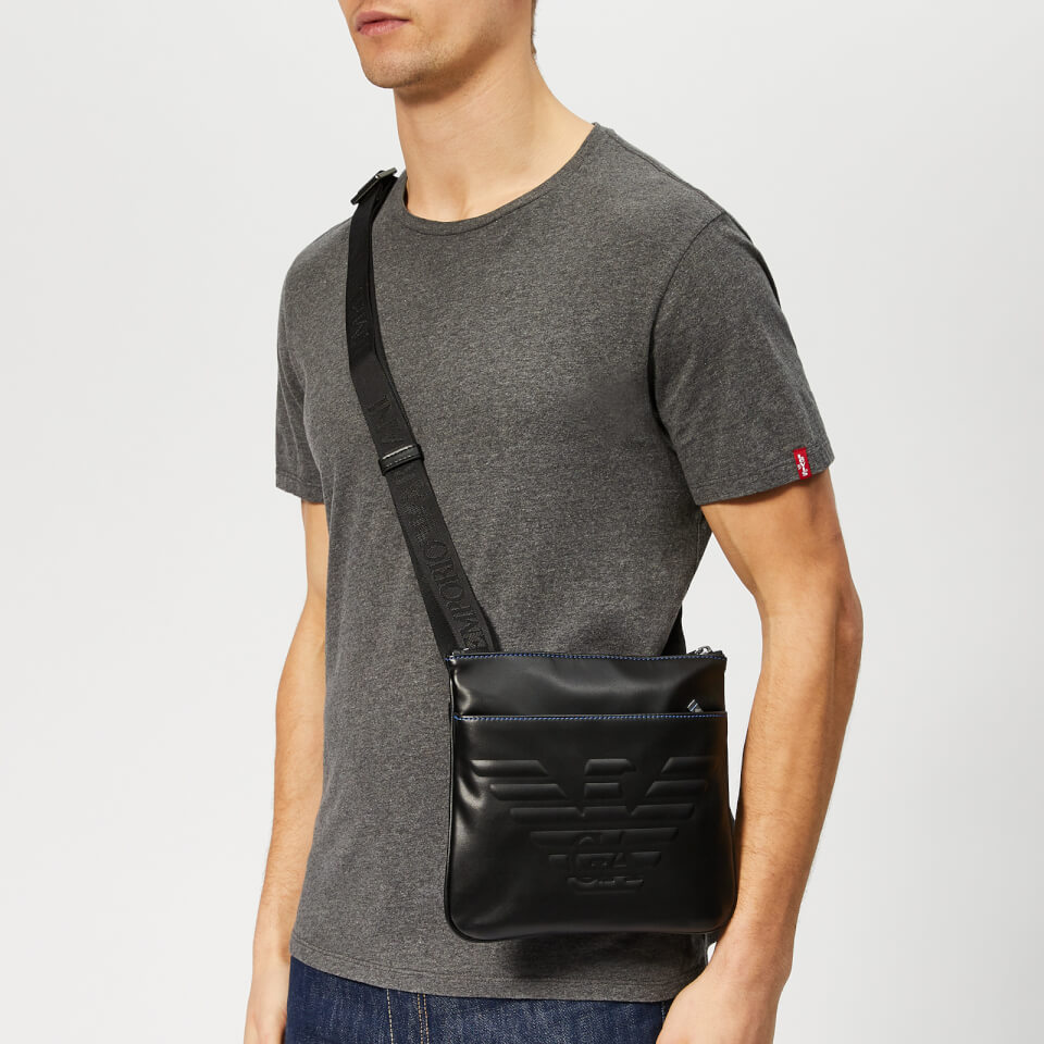 Emporio Armani Men's Flat Messenger Bag - Black