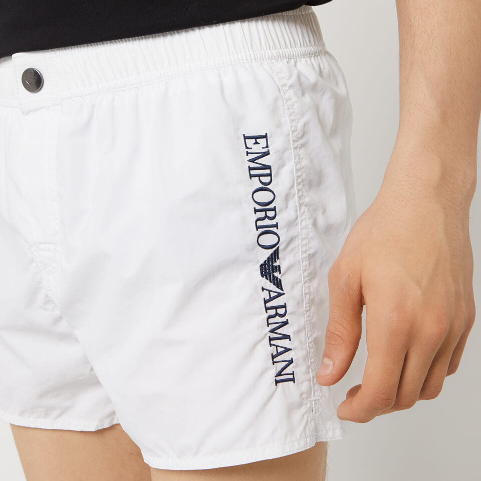 Emporio Armani Men's Embroidered Swim Shorts - White