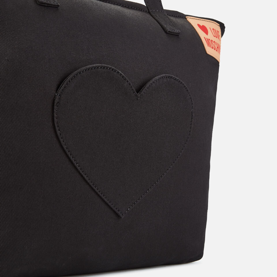 Love Moschino Women's Large Canvas Heart Pocket Tote Bag - Black