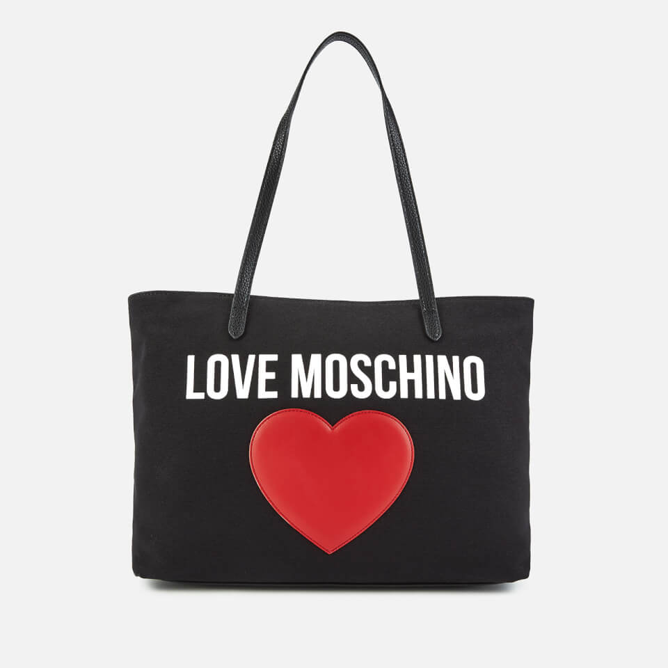 Love Moschino Women's Canvas Heart Logo Tote Bag - Black