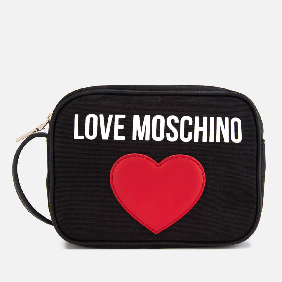 Love Moschino Women's Canvas Heart Logo Cross Body Bag - Black