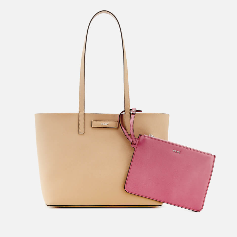 DKNY Women's Brayden Med Reversible Tote Bag - Latte/Pink
