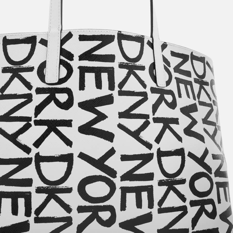 DKNY Women's Brayden Med Reversible Tote Bag - White Wht/Black