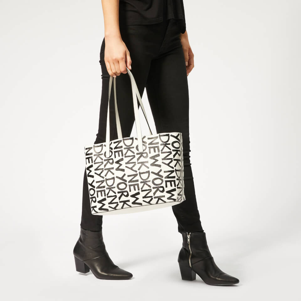 DKNY Women's Brayden Med Reversible Tote Bag - White Wht/Black