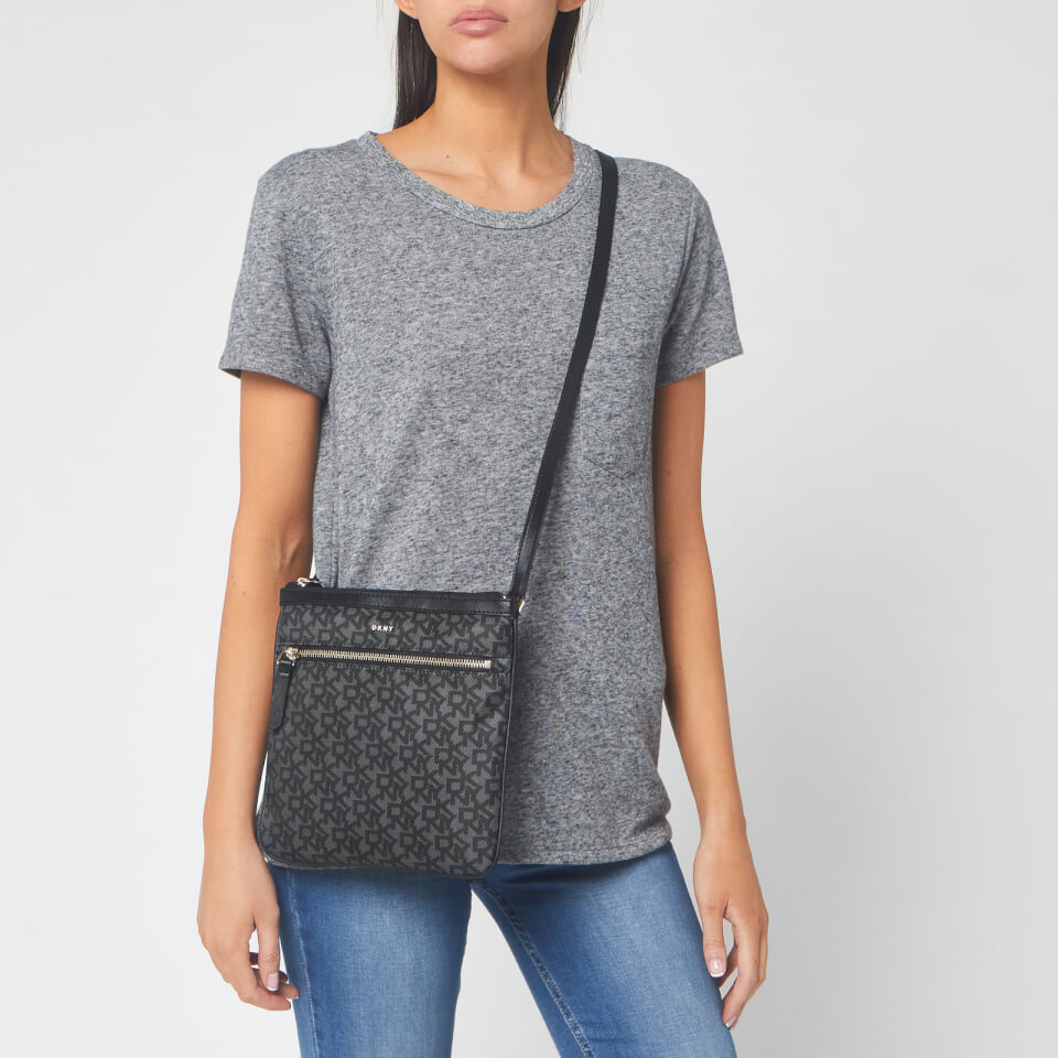 DKNY Women s Casey Zip Cross Body Bag Black Logo
