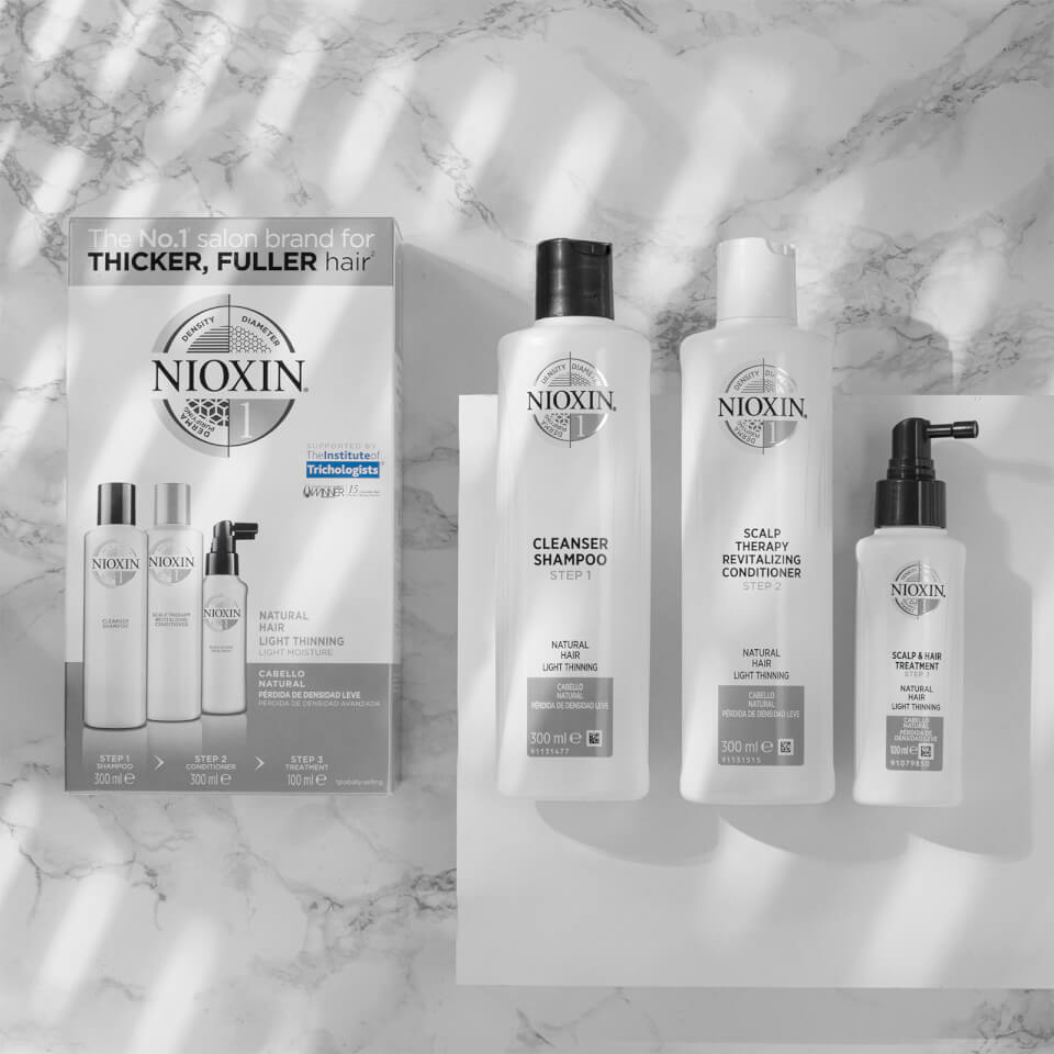 NIOXIN 3-Part System 1 Loyalty Kit for Natural Hair with Light Thinning