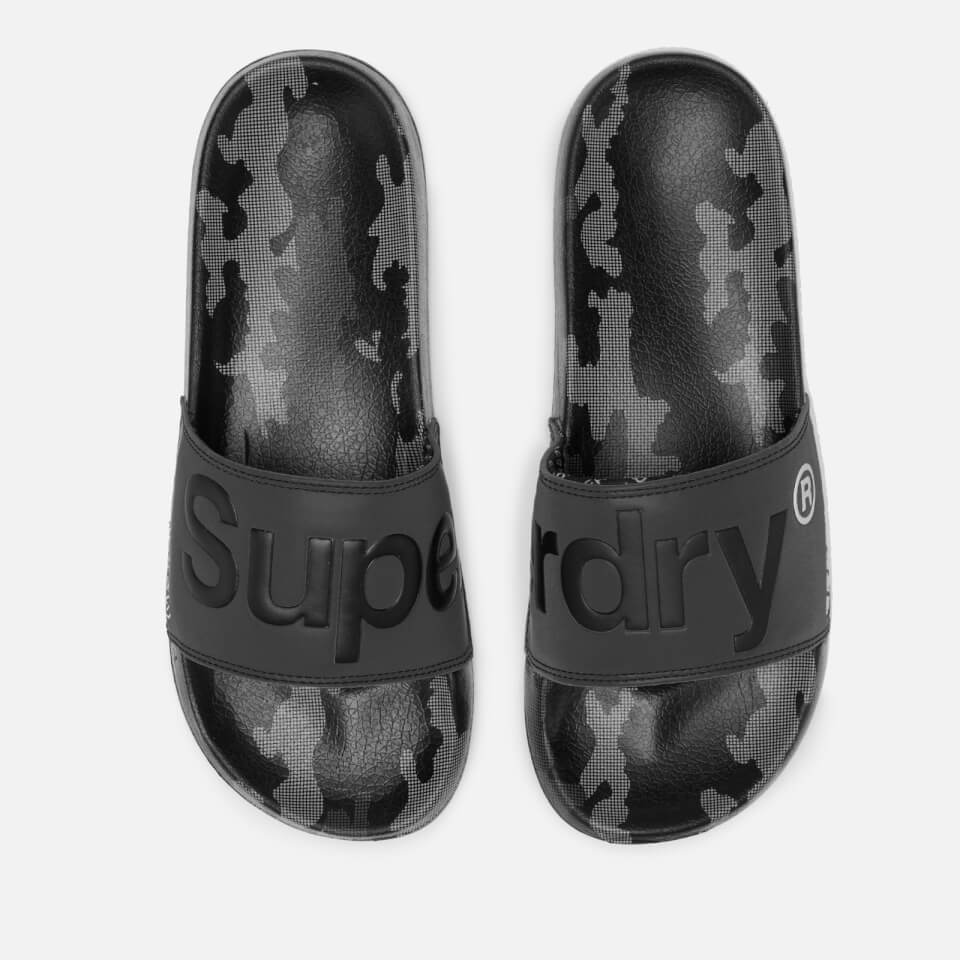 Superdry Men s Aop Beach Slide Sandals Black 3M Black Mono Camo Dot Allsole