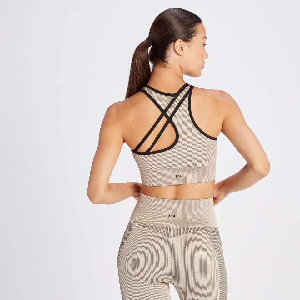 Black Ribbed Seamless Sports Bra