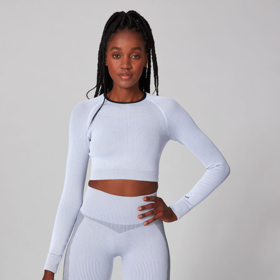 Contrast Seamless Crop Top - White