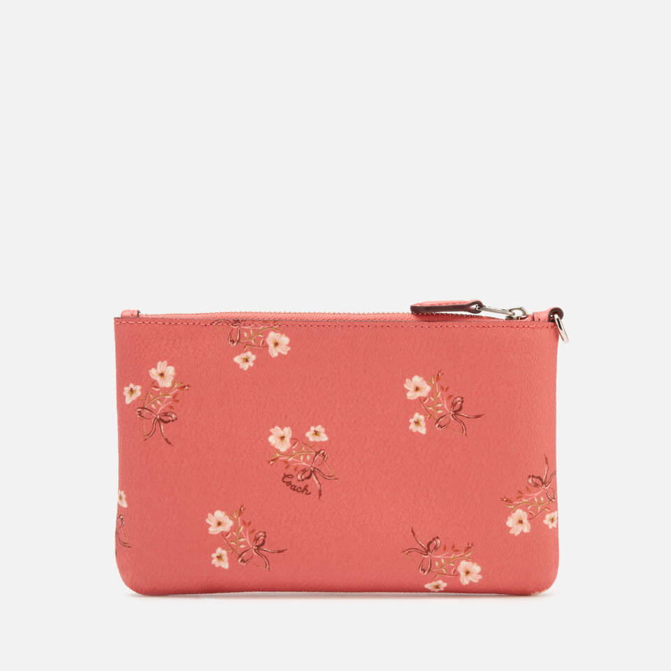 Coach Women's Floral Bow Small Wristlet - Bright Coral Floral Bow