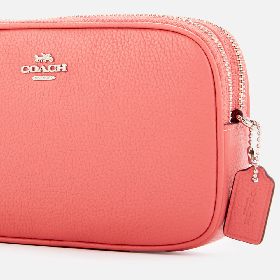 Coach Women's Polished Pebble Cross Body Clutch Bag - Bright Coral