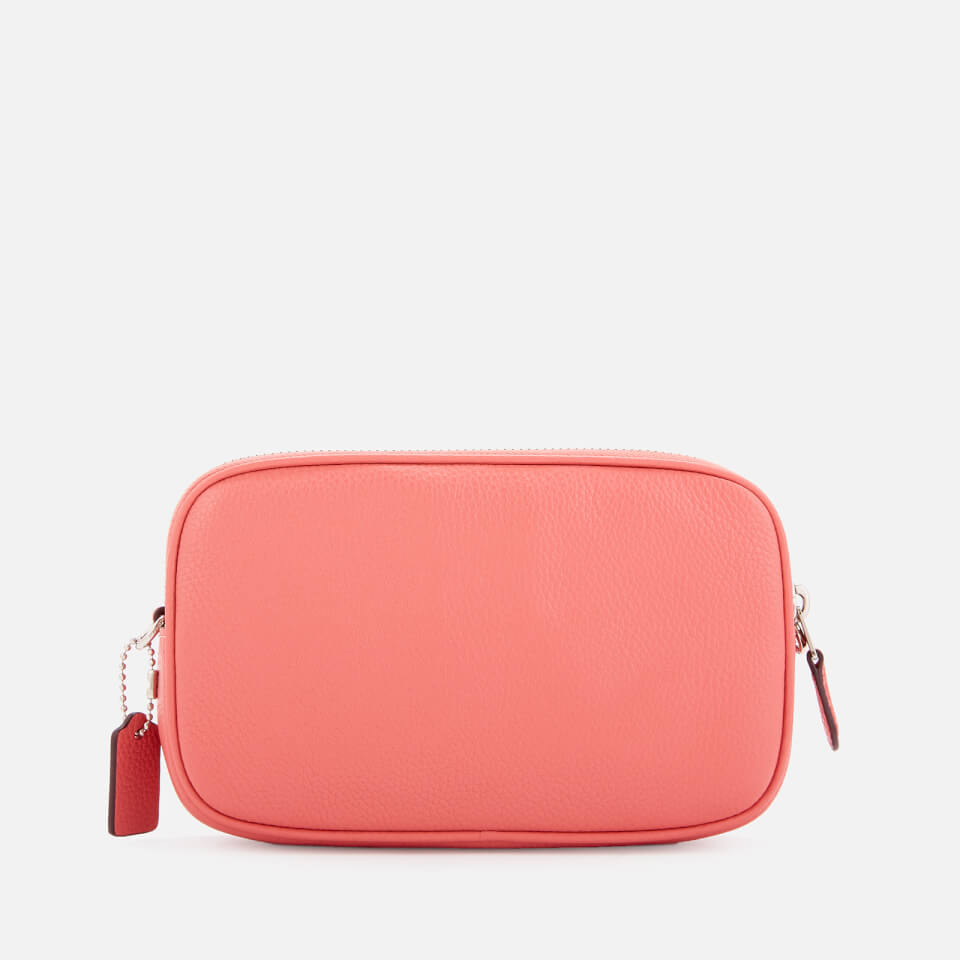 Coach Women's Polished Pebble Cross Body Clutch Bag - Bright Coral