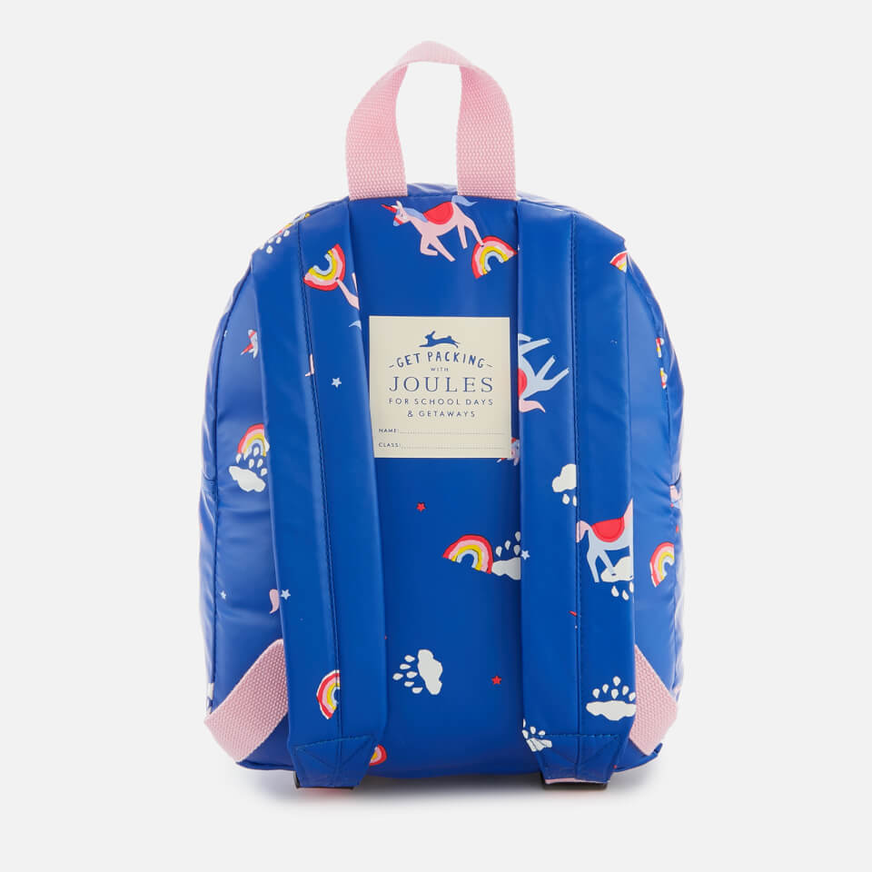 Joules Girls Adventure Backpack Blue Unicorn Clouds