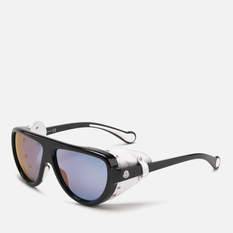 Moncler Men's Shielded Aviator Sunglasses - Shiny Black/Smoke Mirror