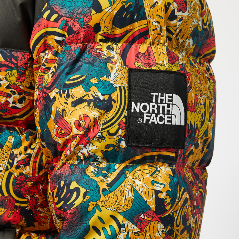 The North Face Men's 1992 Nuptse Jacket - Leopard Yellow Genesis Print - S  | Coggles