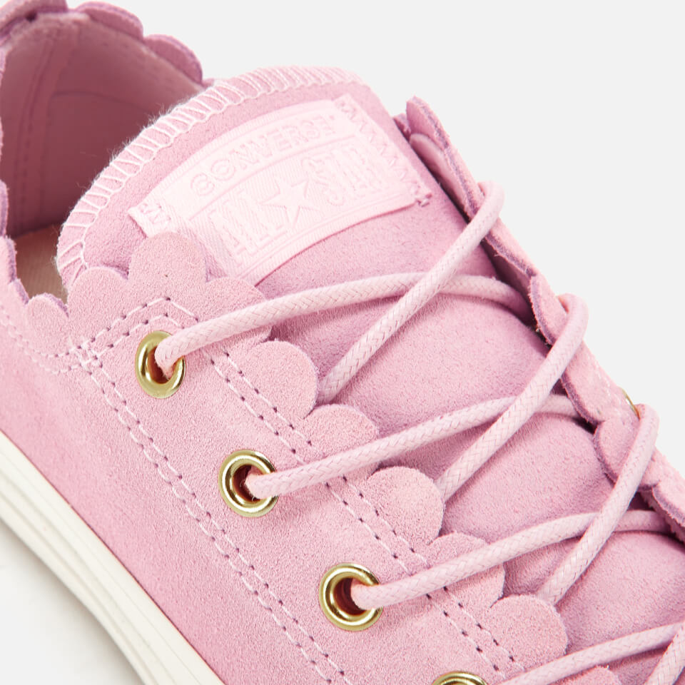 Converse pale pink all star frilly thrills ox trainers 2025