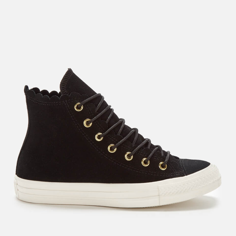 Converse Women's Chuck Taylor All Star Scalloped Edge Hi-Top Trainers -  Black/Gold/Egret | FREE UK Delivery | Allsole