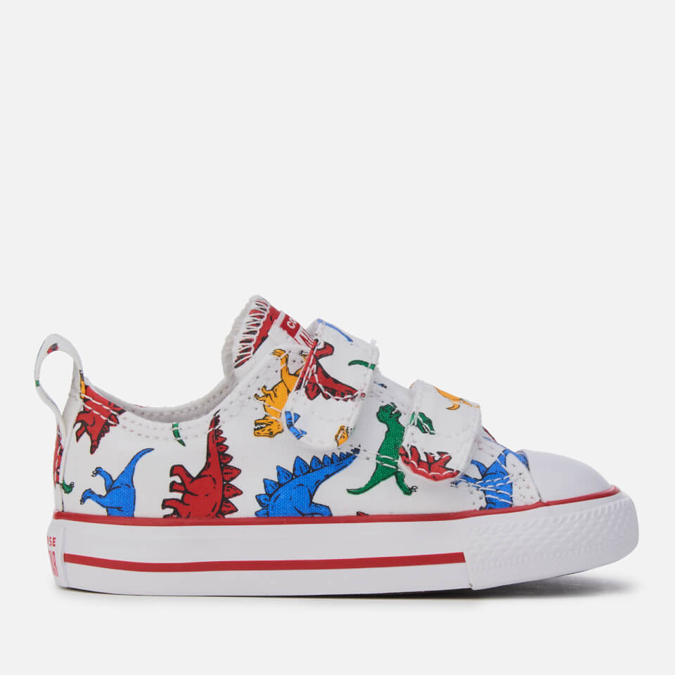 Converse Kids Chuck Taylor All Star 2 Velcro Trainers White Enamel Red Totally Blue Allsole