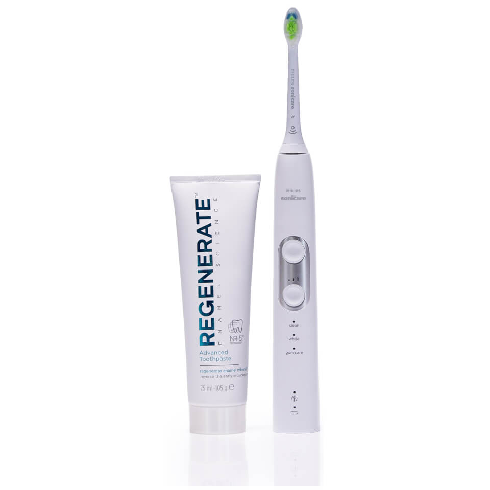 Philips Sonicare Electric Toothbrush and Regenerate Advanced Toothpaste Bundle - White
