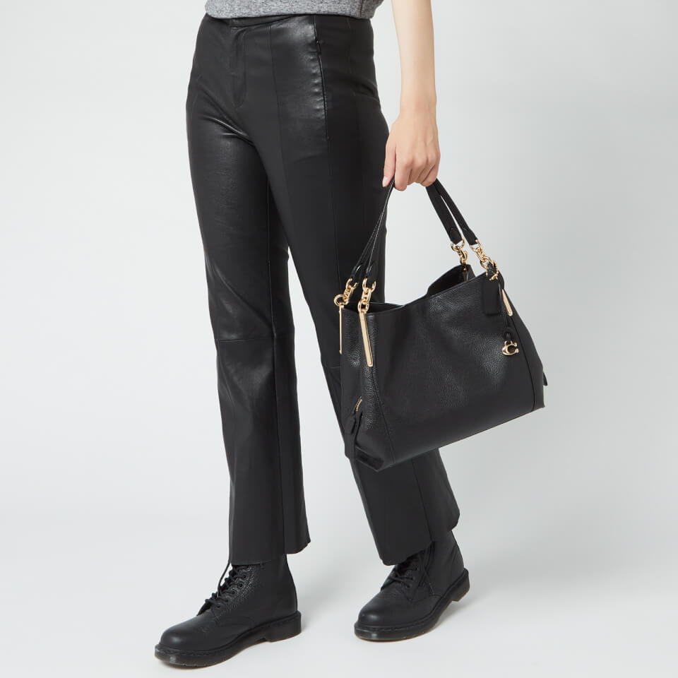 Coach Women's Polished Pebble Leather Dalton 28 Shoulder Bag - Black
