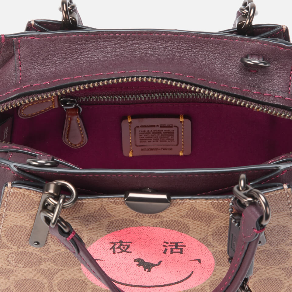 Coach 1941 Women's Coated Canvas Signature Rexy by Yeti Out Dreamer 21 Bag - Tan Oxblood
