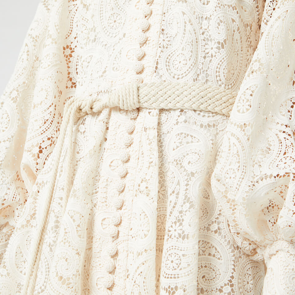 Zimmermann Women s Amari Paisley Lace Short Dress Ivory Coggles