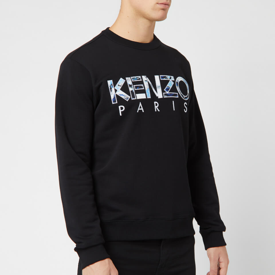 【現金特価】 Kenzo Mサイズ Parisシリーズの黒いフリーススウェットシャツ トップス