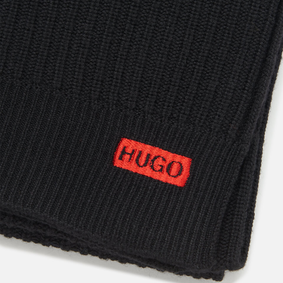 HUGO Men's Zappo 2 Rib Scarf - Black