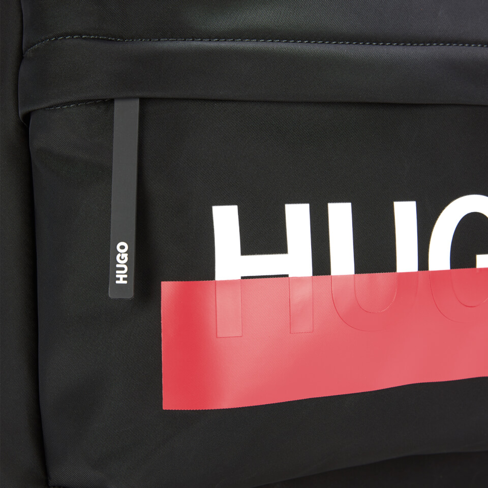 HUGO Men's Roteliebe Logo Pocket Backpack - Black/Red Tape