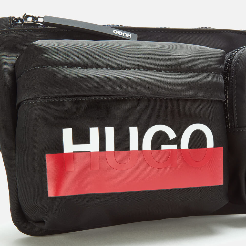 HUGO Men's Roteliebe Logo Bumbag - Black/Red Tape
