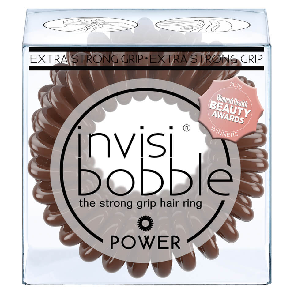 invisibobble Power Strong Hold Hair Ties - Pretzel Brown (Pack of 3)