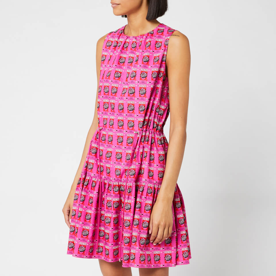 KENZO Women s Allover Flower Rice Bag Cotton Poplin Dress Deep Fuschia Coggles