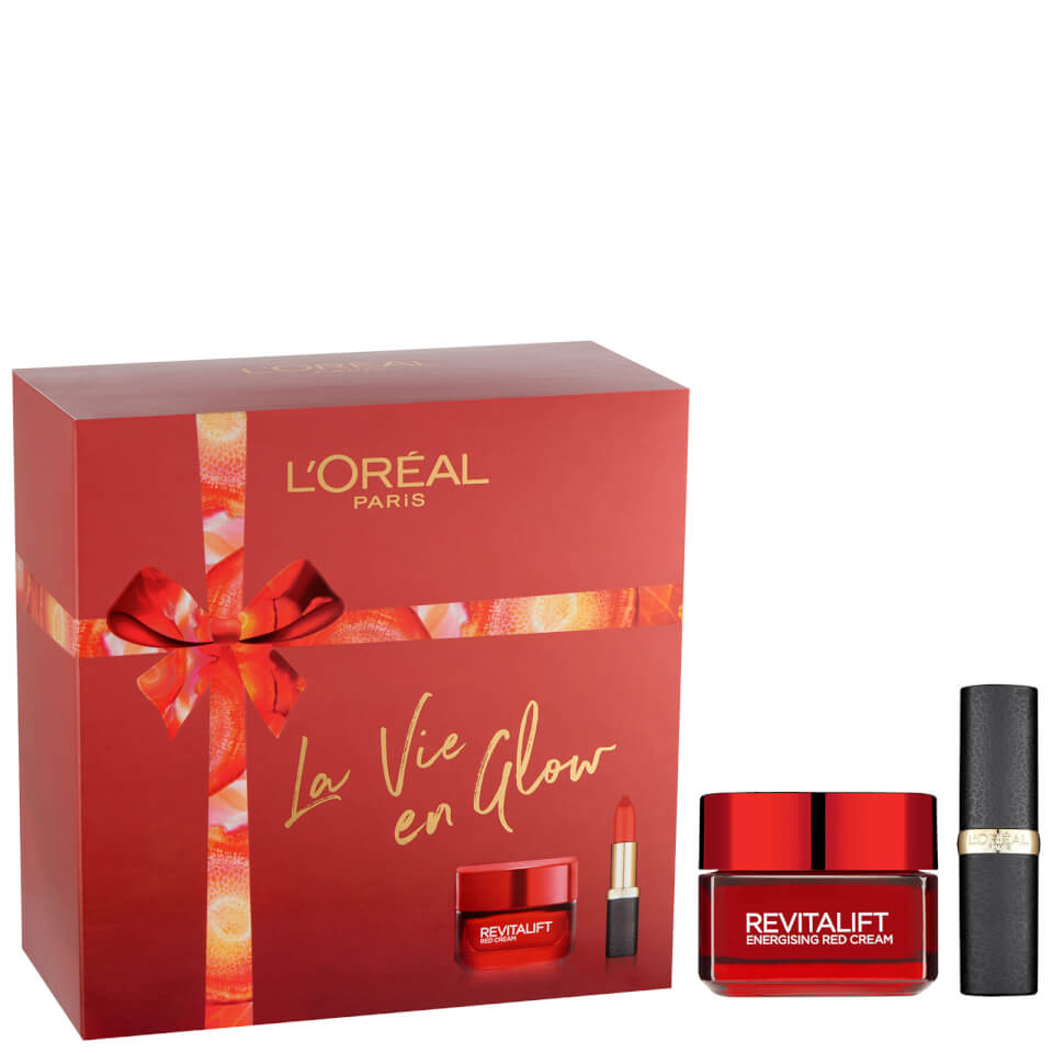 L'Oréal Paris La Vie En Glow Moisturiser and Lipstick Gift Set For Her 2 x 50ml