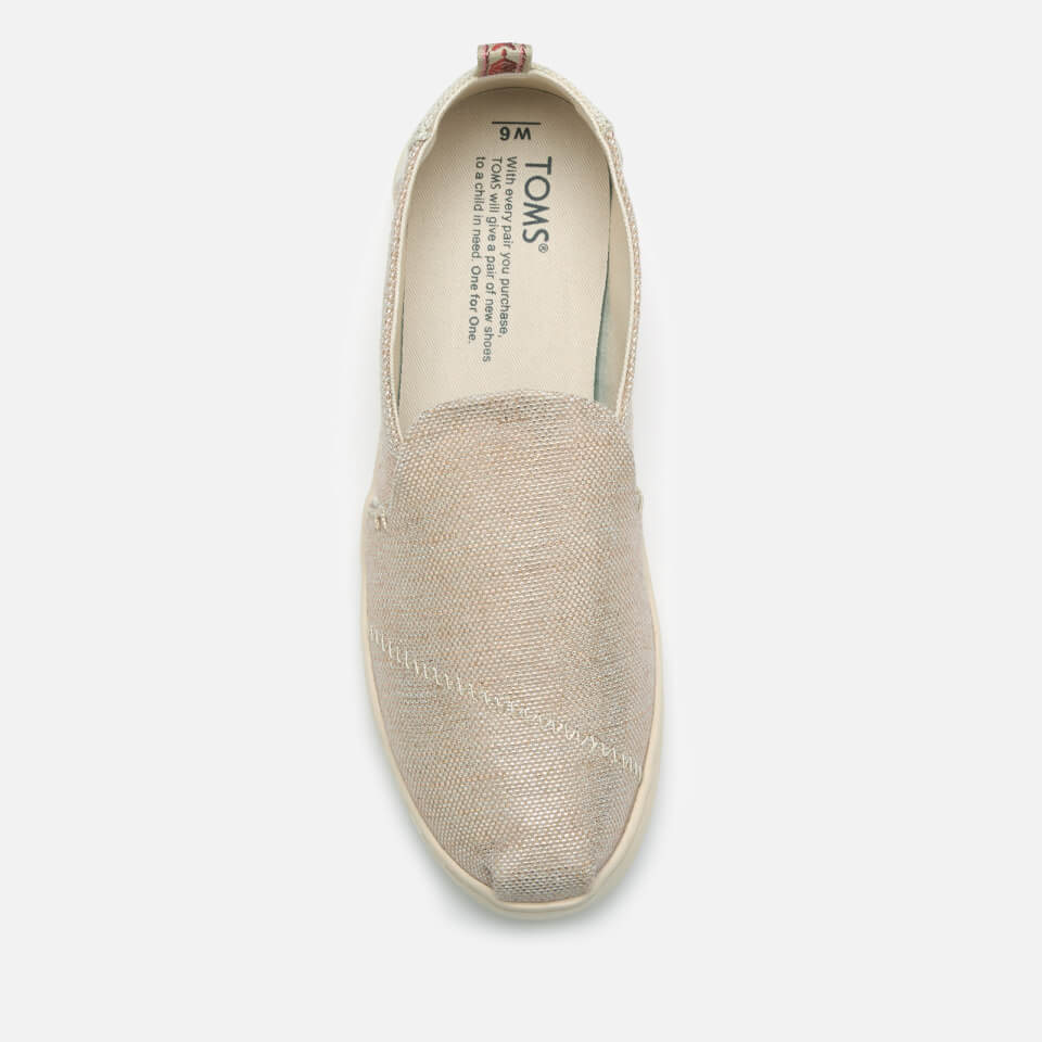 TOMS Women s Deconstructed Woven Metallic Alpargata Pumps Rose Gold