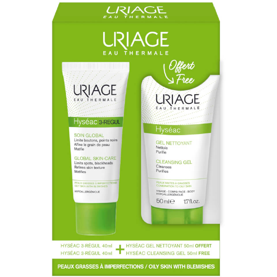 Uriage Hyséac 3-Régul Global Skin Care 40ml + Cleansing Gel 50ml Free