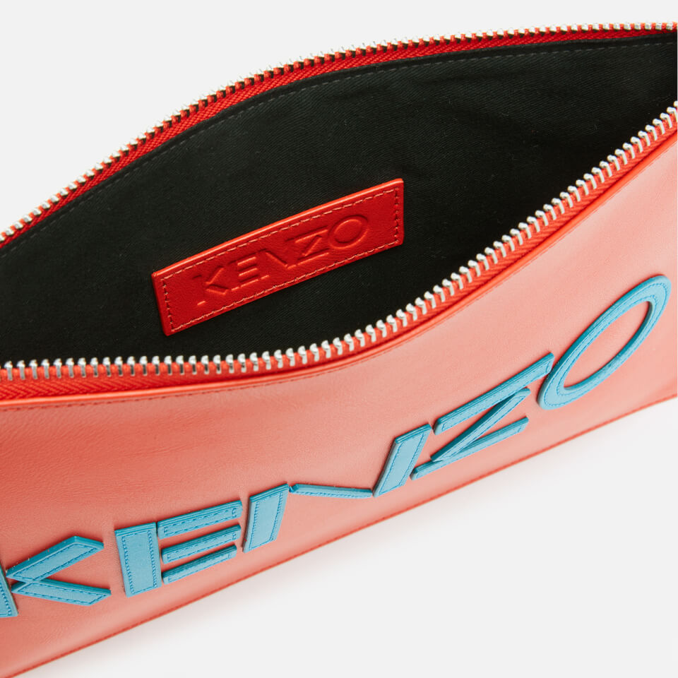 KENZO Women's Leather Kenzo Logo A4 Pouch - Red