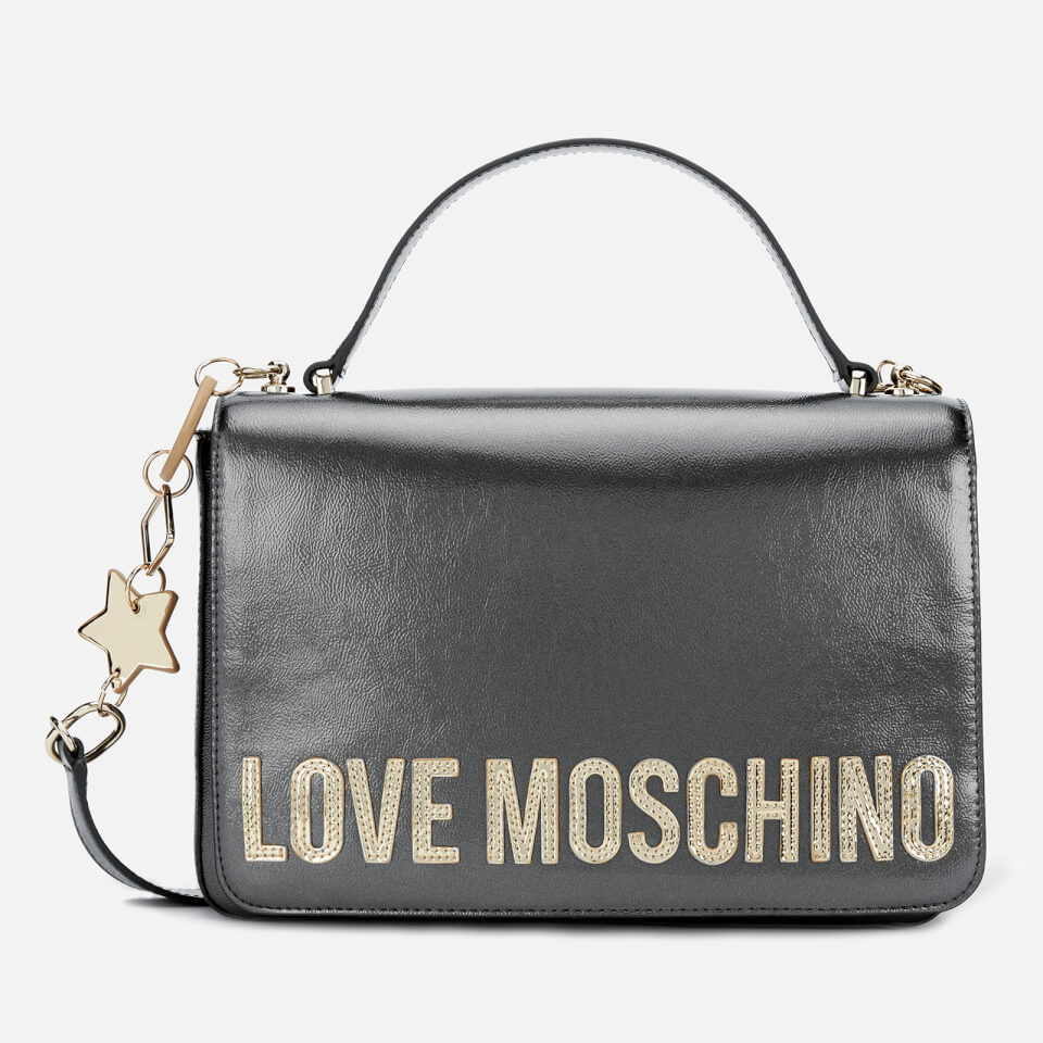 Love Moschino Women's Logo Charm Shoulder Bag - Pewter