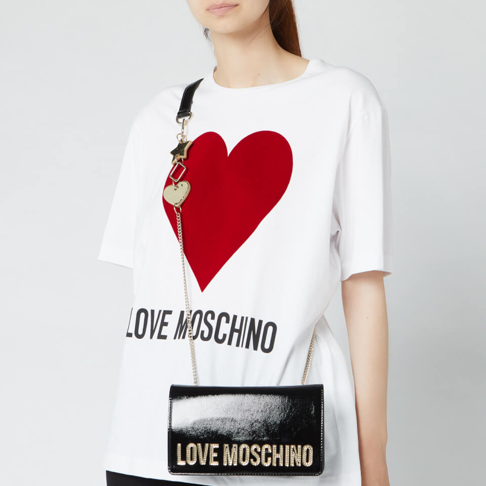 Love Moschino Women's Logo Charm Cross Body - Black