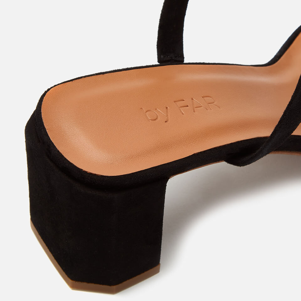 BY FAR Women's Tanya Suede Block Heeled Sandals - Black