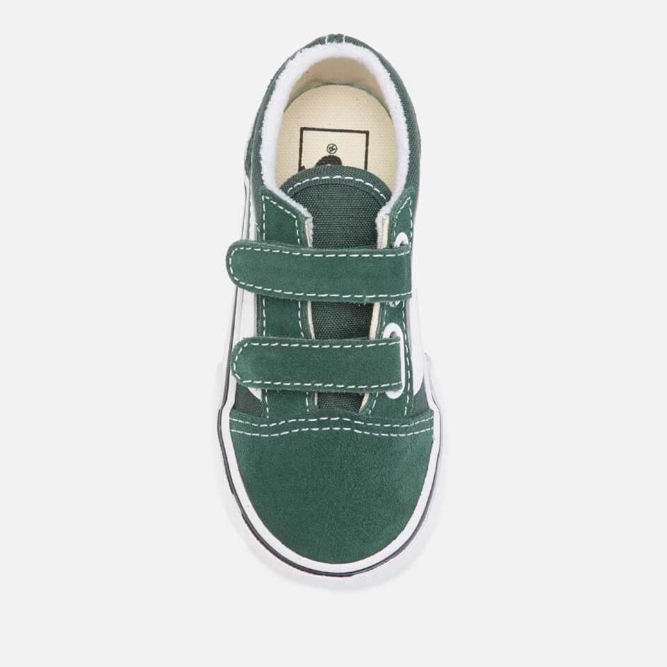 Vans Toddlers Old Skool Velcro Trainers Trekking Green True White Allsole