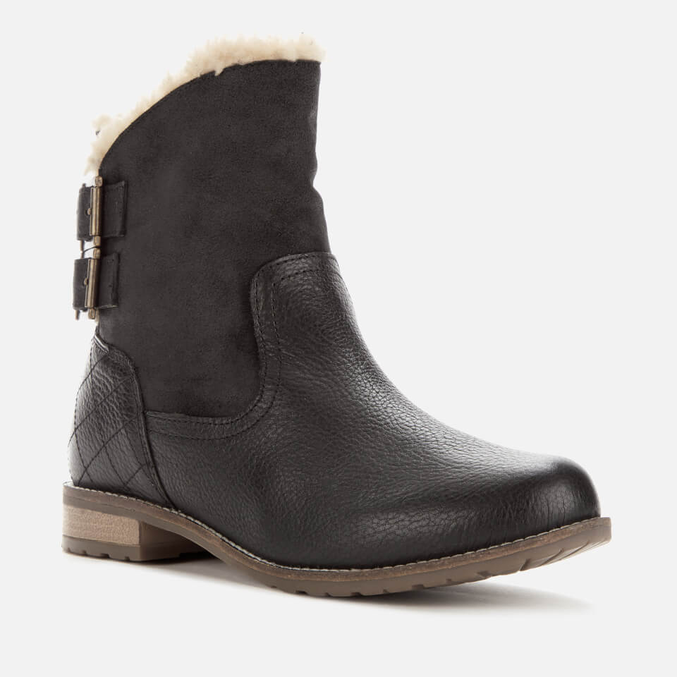 Barbour Women s Jessica Leather Suede Buckle Flat Boots Black