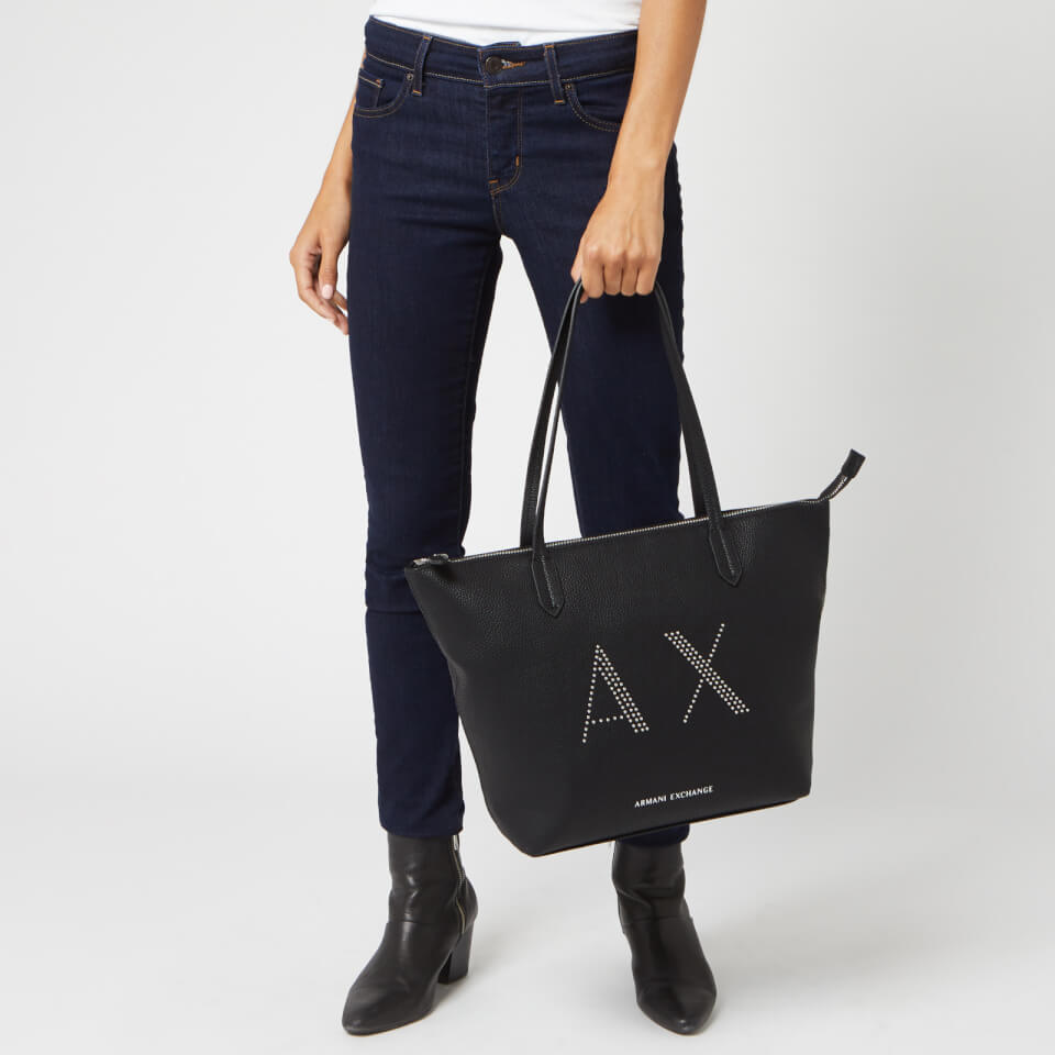 Armani Exchange Women's Kendall Studs Shopping Tote Bag - Black