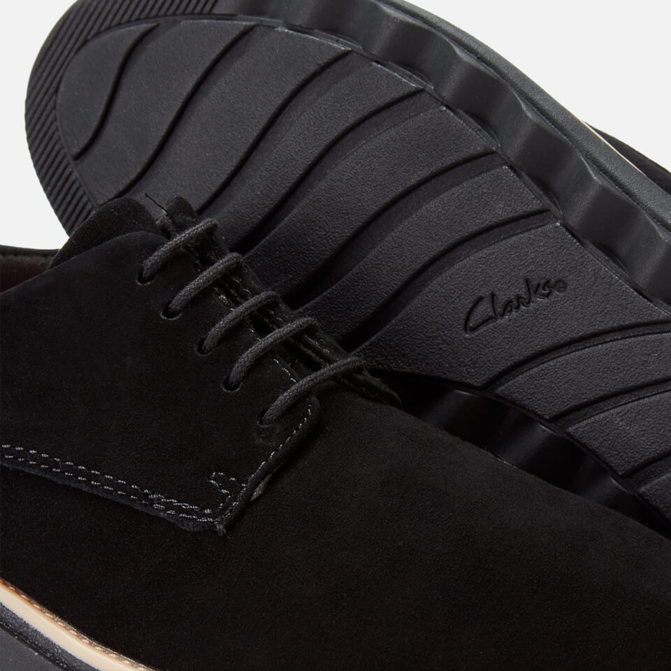 Clarks Women s Sharon Noel Nubuck Flatform Flats Black Allsole