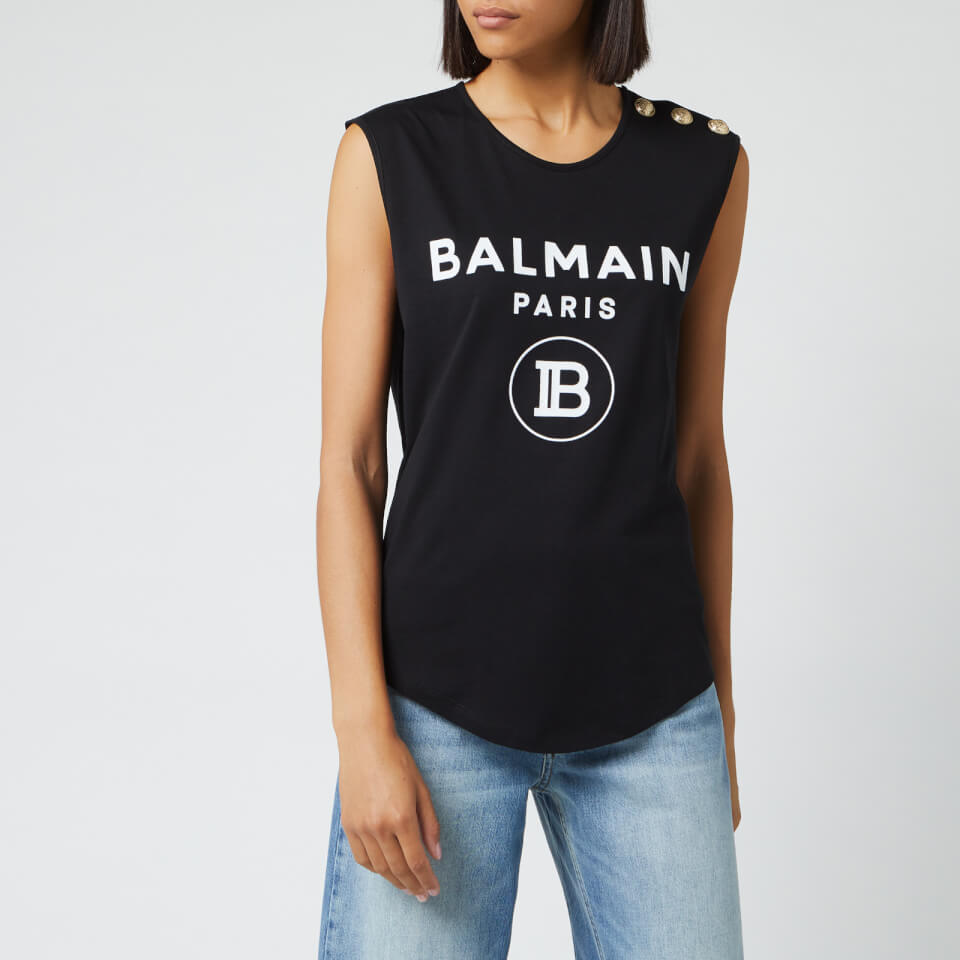 【特別訳あり特価】 FR - Black - Top Tank Logo Women's Balmain 34/UK Coggles | 6 トップス
