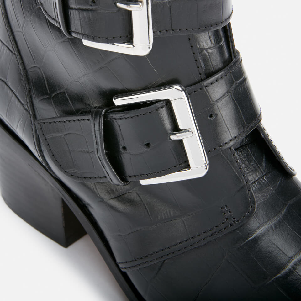 Kurt Geiger London Women s Denny Printed Leather Heeled Ankle Boots Black Allsole