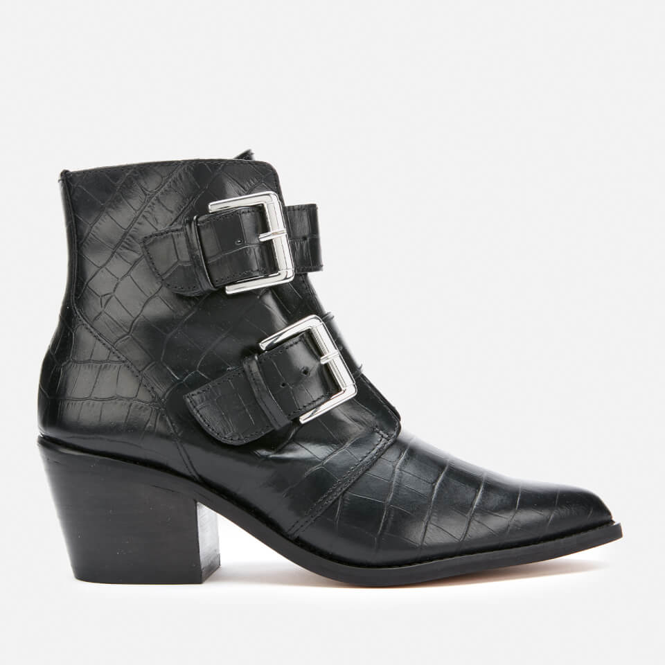 Kurt Geiger London Women s Denny Printed Leather Heeled Ankle Boots Black Allsole